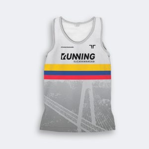 Camisilla Blanca Colombia Running Bucaramanga Personalizada
